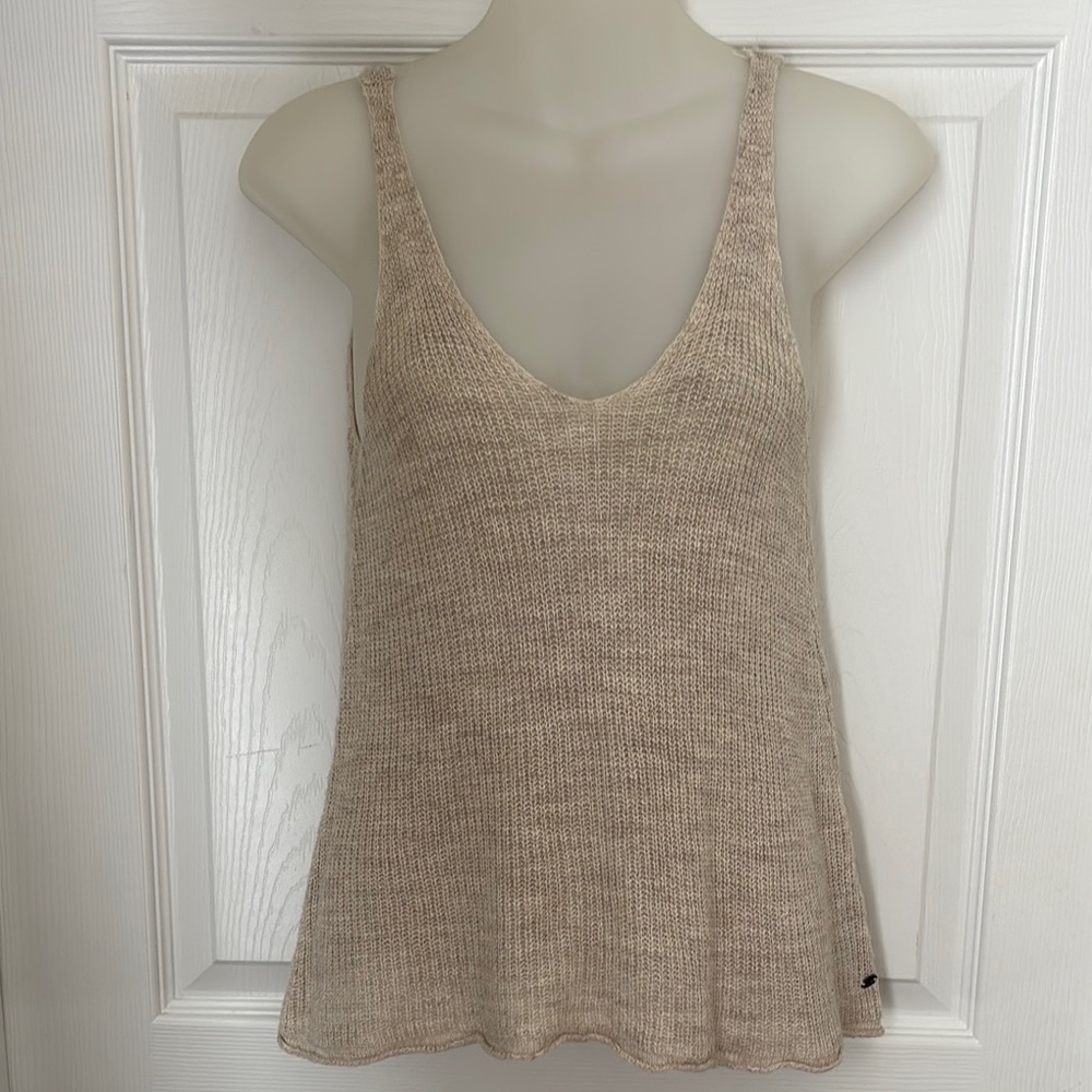 American Eagle Outfitters Tan Ribbed Sleeveless Tank Top